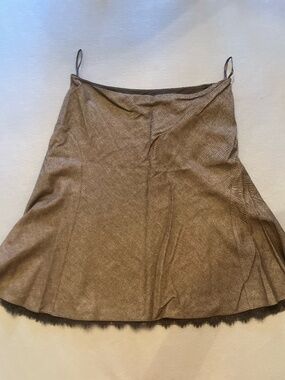 Banana Republic | Heritage Brown Tweed A-Line Skirt with Tonal Lace